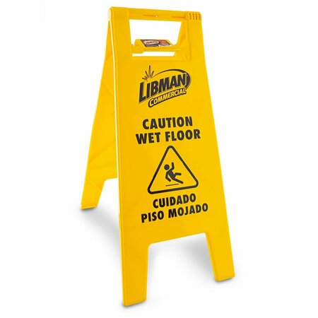 LIBMAN COMMERCIAL Caution Wet Floor Sign With Locking Clip, 4PK 1811